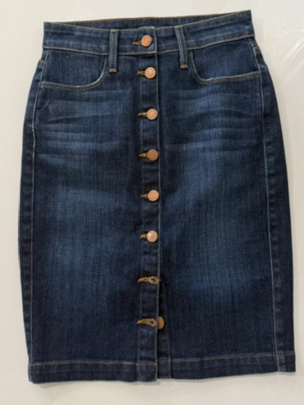 Fidelity Collete High Cigarette Button Front Denim Skirt Dark Wash Size 24